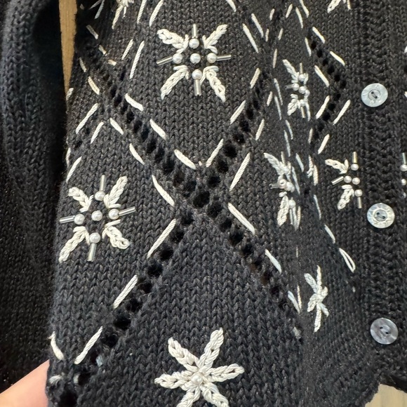 Vintage Paul Harris Design Grandma Core Cardigan Embroidered Snowflakes / small - Picture 11 of 11